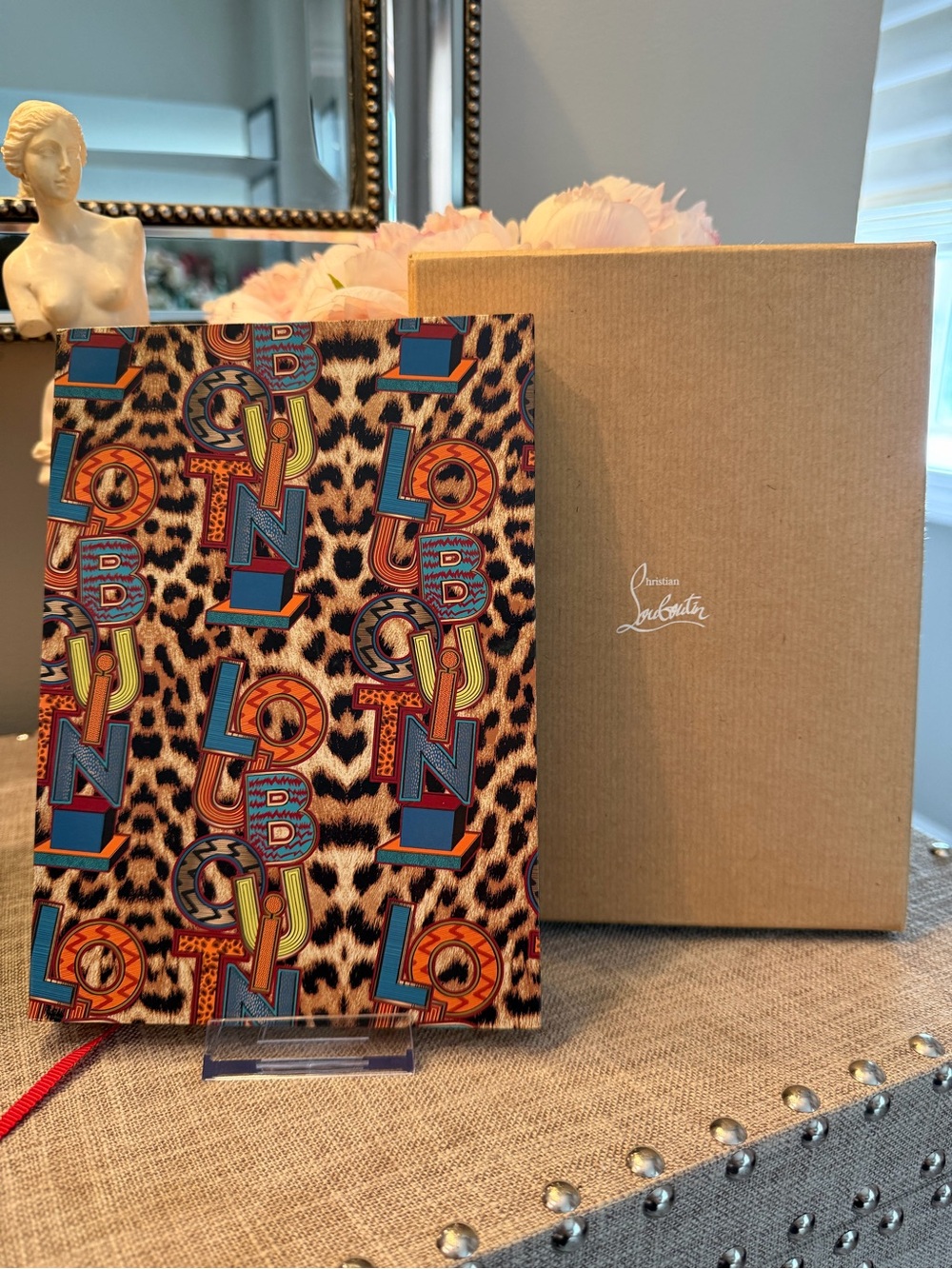 Christian Louboutin NIB Leopard Print Notebook with Multicolor Logo